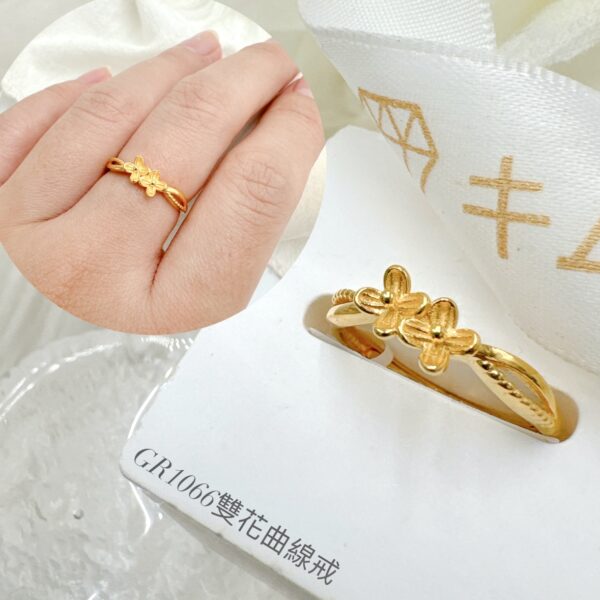 雙花曲線戒：圖片 2