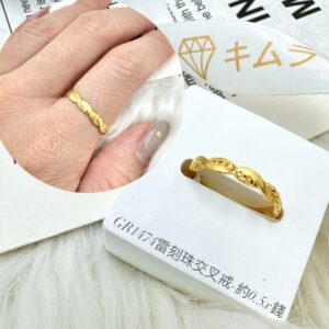 雷刻珠交叉戒