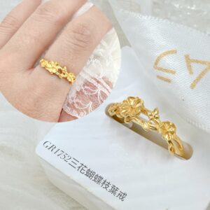 三花蝴蝶枝葉戒