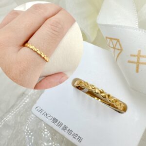 雙排菱格戒指