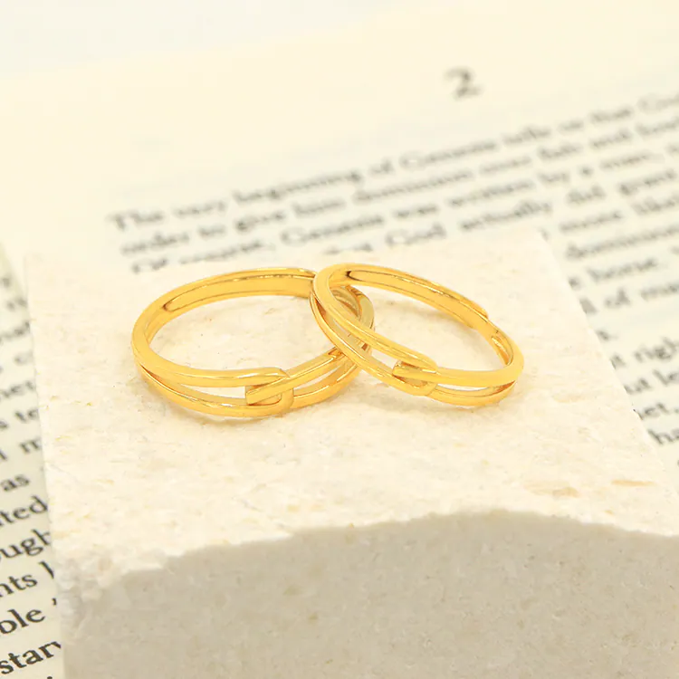 結婚金飾推薦 黃金編織造型對戒 象徵永恆牽絆