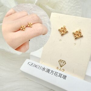 水滴方花耳環