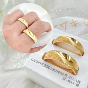 亮面鑽沙波浪對戒