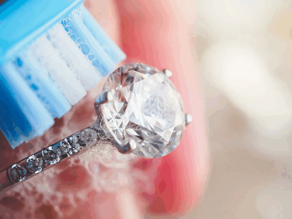 鑽石清潔步驟｜溫水加中性清潔劑去除油污保持亮度