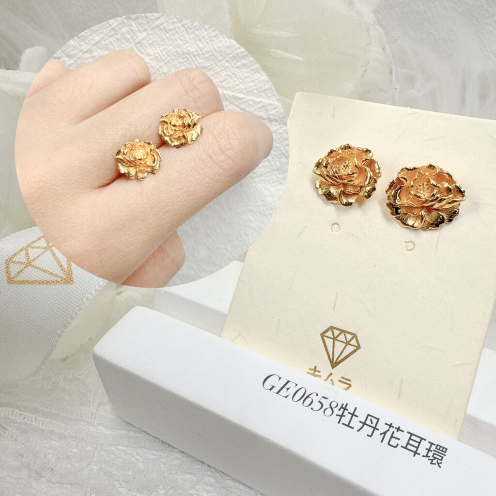 牡丹花耳環