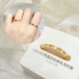 亮面斜紋線戒(固定圍)