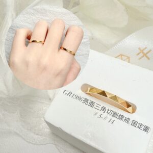亮面三角切割線戒(固定圍)