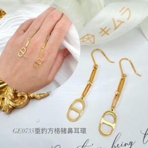 垂墜方格豬鼻耳環