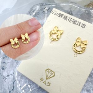 蝶結花圈耳環