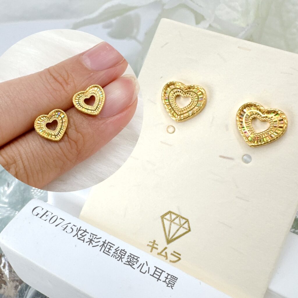 炫彩框線愛心耳環
