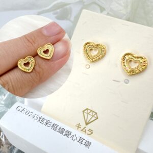 炫彩框線愛心耳環