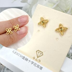 金絲十字花耳環