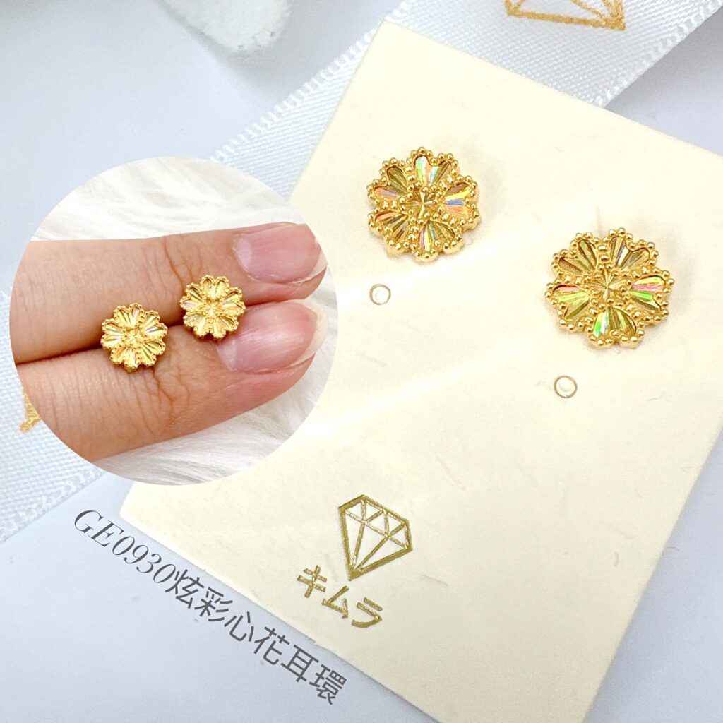 炫彩心花耳環